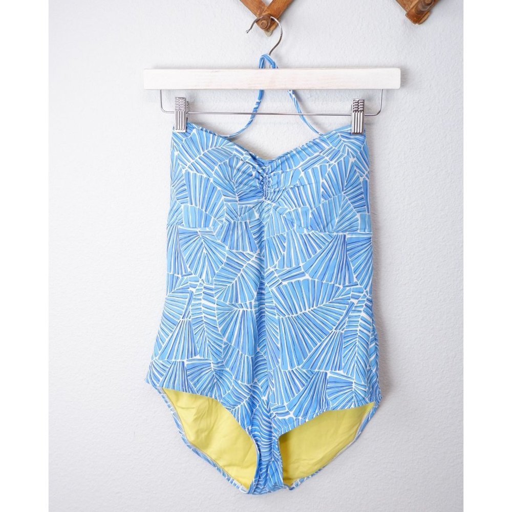Vineyard Vines Blue Palm One Piece Women Swimsuit, size large